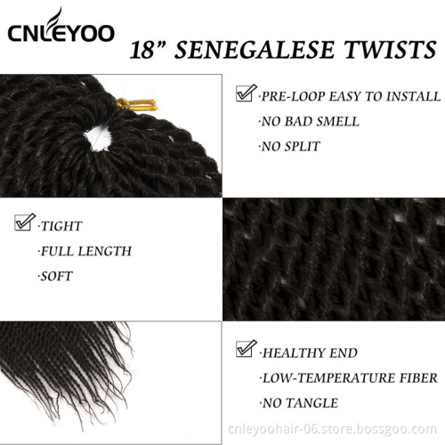 Factory 18" (30 Roots/Bundle) Senegalese Twist Crochet Hair